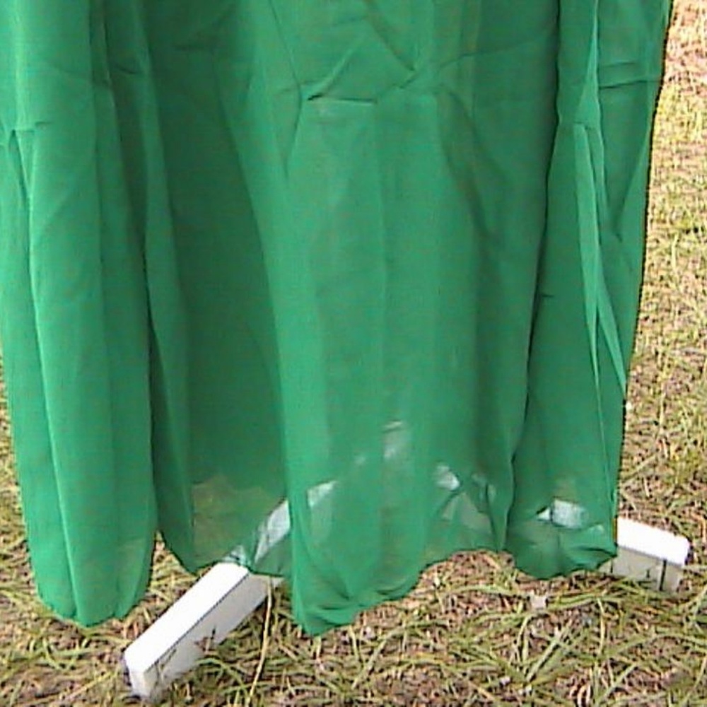 Green Sleeveless Summer Chiffon Casual Maxi Dress - Picture 5 of 8